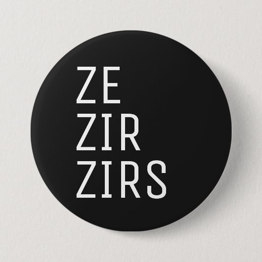 Ze Zir Zirs Pronoun Ronde Button 7,6 Cm (Voorkant)