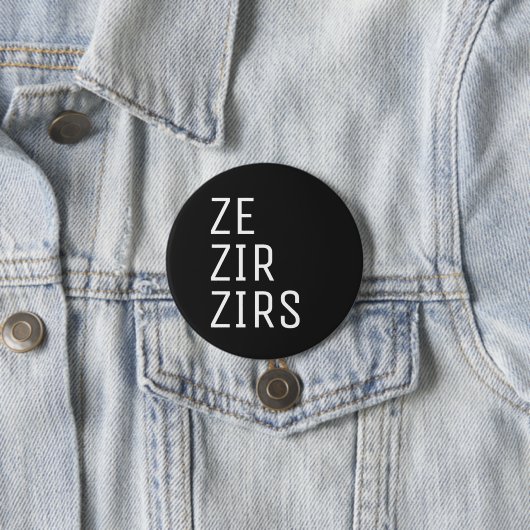 Ze Zir Zirs Pronoun Ronde Button 7,6 Cm (In situ)