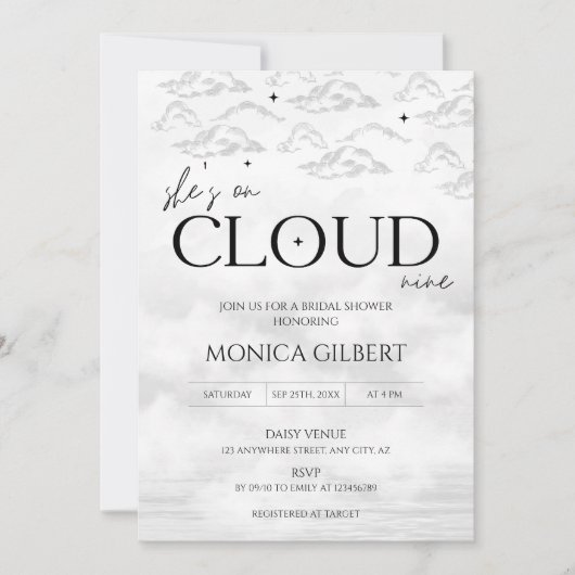 Ze zit op cloud 9 Dreamy Elegant Vrijgezellenfeest Kaart (Voorkant)