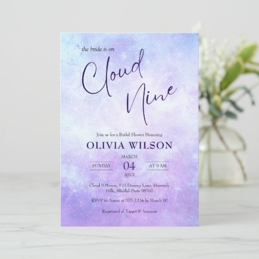 Ze zit op Cloud 9 Dreamy Elegant Vrijgezellenfeest Kaart (Staand voorkant)