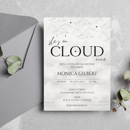 Ze zit op cloud 9 Dreamy Elegant Vrijgezellenfeest Kaart