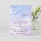 Ze zit op Cloud 9 Dreamy Pastel Vrijgezellenfeest Kaart (Staand voorkant)