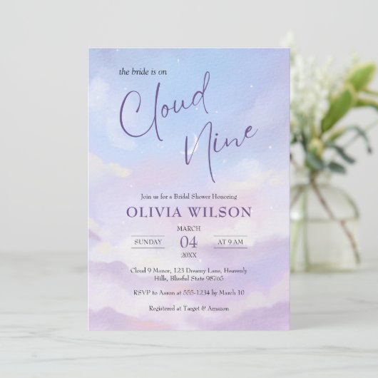 Ze zit op Cloud 9 Dreamy Pastel Vrijgezellenfeest Kaart (Staand voorkant)