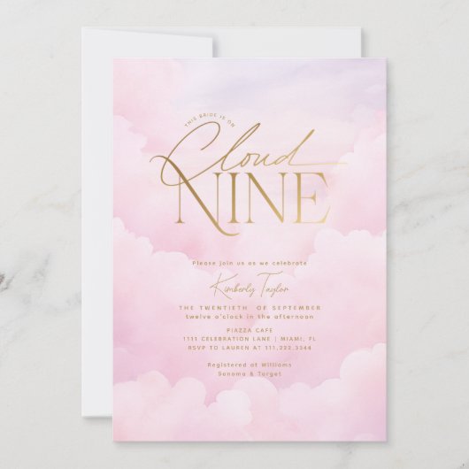 Ze zit op Cloud 9 Elegant Pink Blush Vrijgezellenf Kaart (Voorkant)