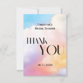 Ze zit op cloud 9 Kleurrijke Pastel Vrijgezellenfe Bedankkaart (Voorkant)