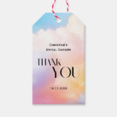 Ze zit op cloud 9 Kleurrijke Pastel Vrijgezellenfe Cadeaulabel (Voorkant)