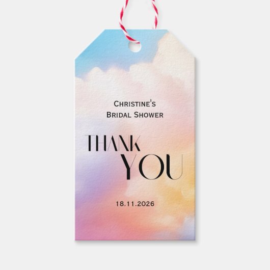 Ze zit op cloud 9 Kleurrijke Pastel Vrijgezellenfe Cadeaulabel (Voorkant)