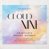 Ze zit op cloud 9 Kleurrijke Pastel Vrijgezellenfe Sparkling Wijnetiket (Enkel label)