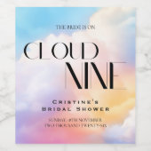 Ze zit op cloud 9 Kleurrijke Pastel Vrijgezellenfe Wijn Etiket (Enkel label)