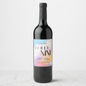 Ze zit op cloud 9 Kleurrijke Pastel Vrijgezellenfe Wijn Etiket (Voorkant)