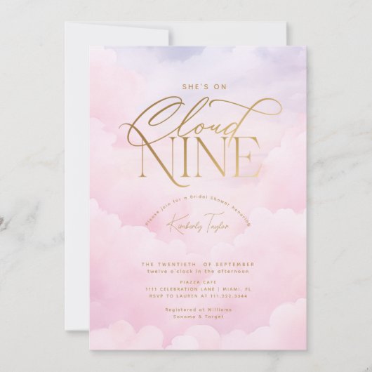 Ze zit op Cloud 9 Nine Pink Elegant Vrijgezellenfe Kaart (Voorkant)