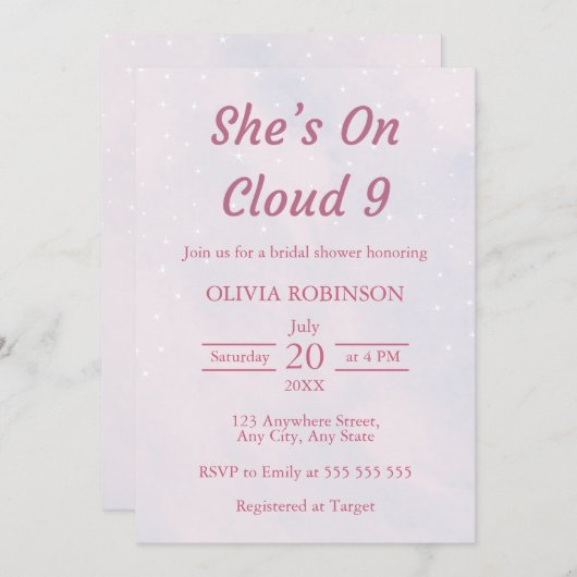 Ze zit op Cloud 9 Pastel Dreamy Vrijgezellenfeest Kaart (Voorkant / Achterkant)