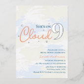 Ze zit op Cloud 9 Pastel Texture Vrijgezellenfeest Folie Uitnodiging (Voorkant)