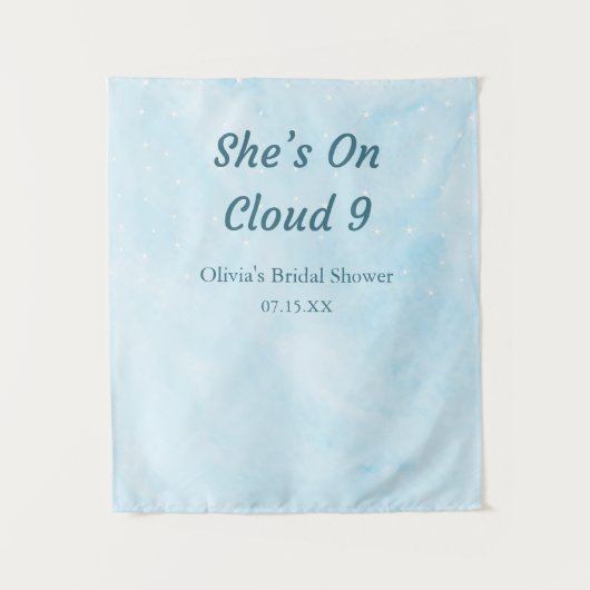 Ze zit op Cloud 9 Sky Blue Vrijgezellenfeest achte Wandkleed (Voorkant)
