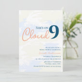 Ze zit op Cloud 9 Texture Blue Pink Vrijgezellenfe Kaart (Staand voorkant)