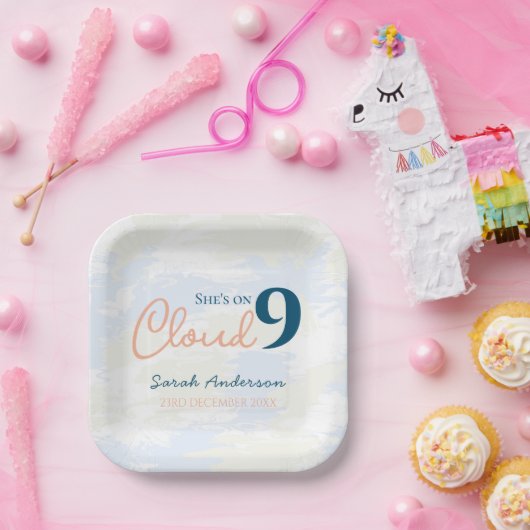 Ze zit op Cloud 9 Whimsical Vrijgezellenfeest Papieren Bordje (Feest)