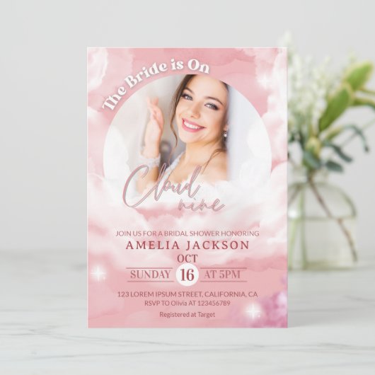 Ze zit op cloud negen Elegant Vrijgezellenfeest Dr Kaart (Staand voorkant)