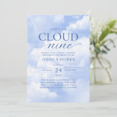 Ze zit op Cloud Nine Blue Vrijgezellenfeest Kaart (Staand voorkant)