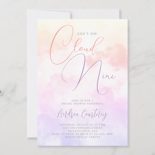 Ze zit op Cloud Nine Dreamy Pastel Vrijgezellenfee Kaart (Voorkant)