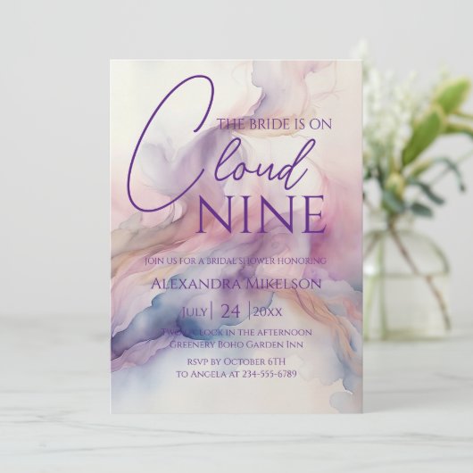 Ze zit op Cloud Nine Dreamy Pastel Vrijgezellenfee Kaart (Staand voorkant)