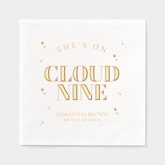 Ze zit op Cloud Nine Elegant Vrijgezellenfeest Folie Servetten (Voorkant)