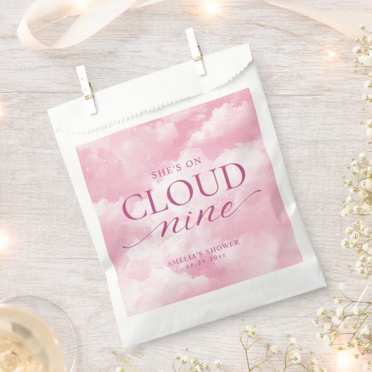 Ze zit op Cloud Nine Pink Vrijgezellenfeest Bedankzakje (Geknipt)