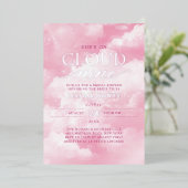 Ze zit op Cloud Nine Pink Vrijgezellenfeest Folie Uitnodiging (Staand Voorkant)