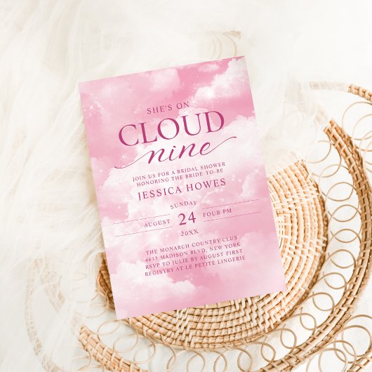 Ze zit op Cloud Nine Pink Vrijgezellenfeest Kaart