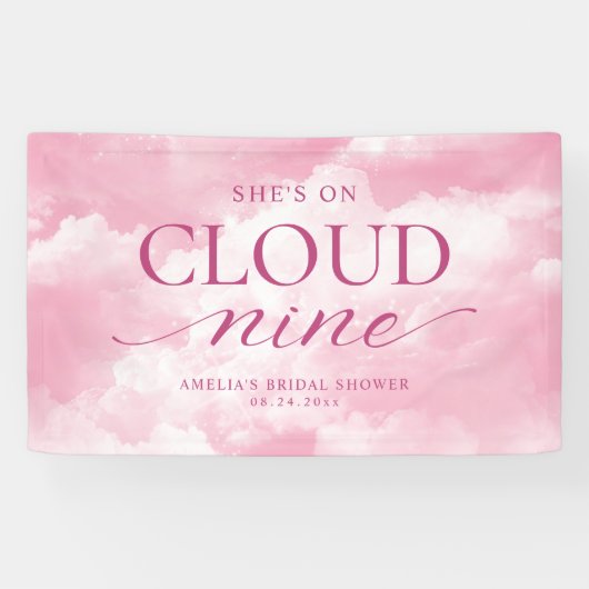 Ze zit op Cloud Nine Pink Vrijgezellenfeest Spandoek (Horizontaal)