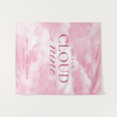 Ze zit op Cloud Nine Pink Vrijgezellenfeest Wandkleed (Voorkant (horizontaal))