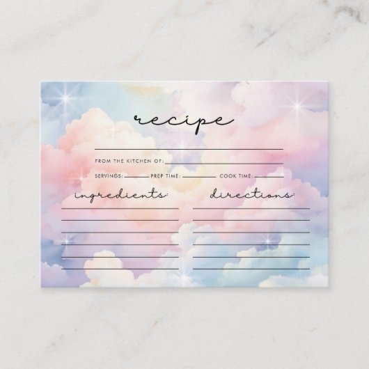 Ze zit op Cloud Nine Recipe Vrijgezellenfeest Informatiekaartje (Voorkant)