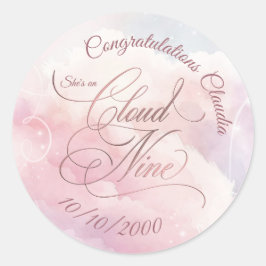 Ze zit op Cloud Nine Vrijgezellenfeest Ronde Sticker