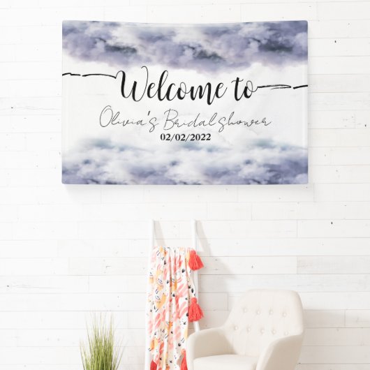 Ze zit op de cloud, negen vrijgezellenfeest welkom spandoek (Insitu)