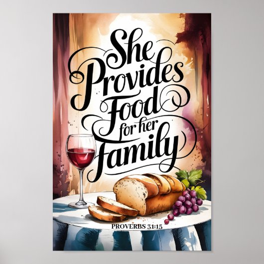 Ze zorgt voor haar gezin - Christelijke muurkunst Poster (Voorkant)