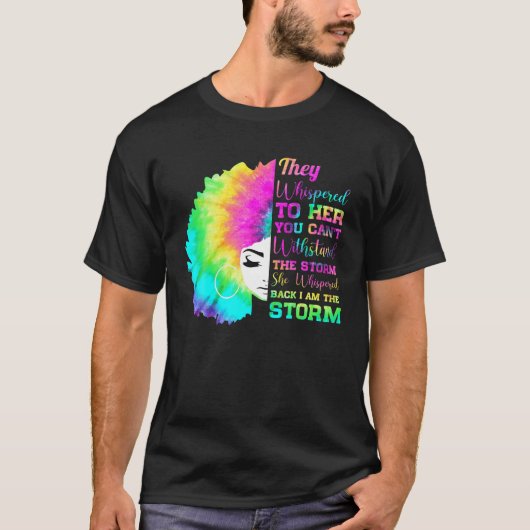 Ze zweep terug en ik ben het Storm. Zwarte geschie T-shirt (Voorkant)