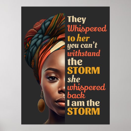 Ze zweep terug Ik ben de Storm sterke vrouw Poster (Voorkant)