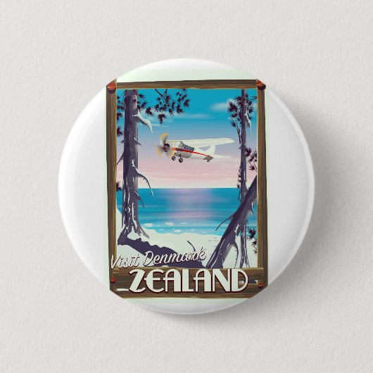 Zealand Denemarken reisposter Ronde Button 5,7 Cm (Voorkant)