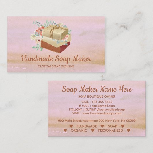 Zeapmerk Handmade BathTub Organic Cosmetic Visitekaartje (Voorkant / Achterkant)