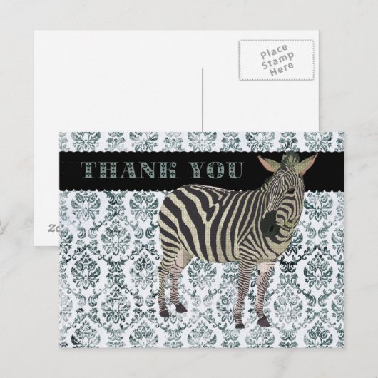 Zeb Dank u Damask Briefkaart (Voorkant / Achterkant)