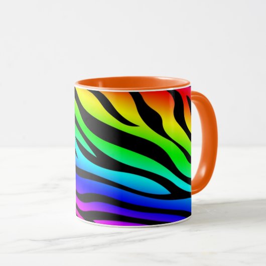 Zebbra Stripes Rainbow Mok (Voorkant rechts)