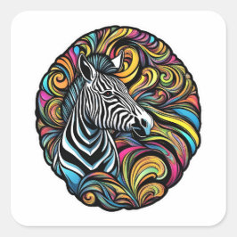 Zebra 1 vierkante sticker
