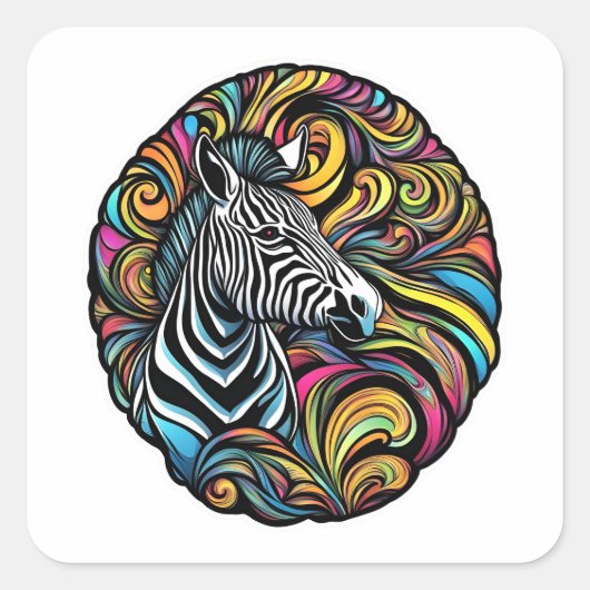 Zebra 1 vierkante sticker (Voorkant)