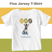 Zebra 1e Verjaardag één met naam blauw