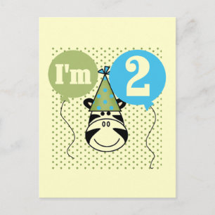 Zebra 2e Verjaardag T-shirts en geschenken Briefkaart