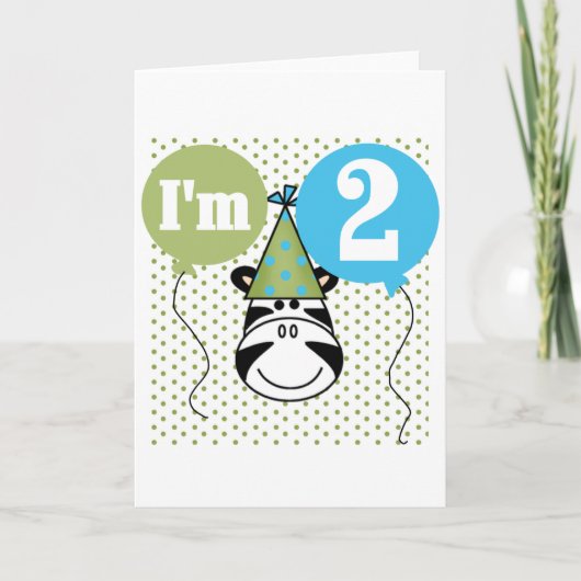 Zebra 2e Verjaardag T-shirts en geschenken Kaart (Voorkant)