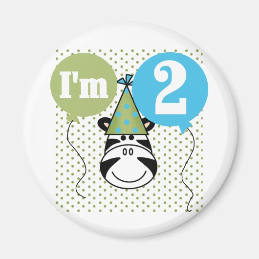 Zebra 2e Verjaardag T-shirts en geschenken Magneet (Voorkant)