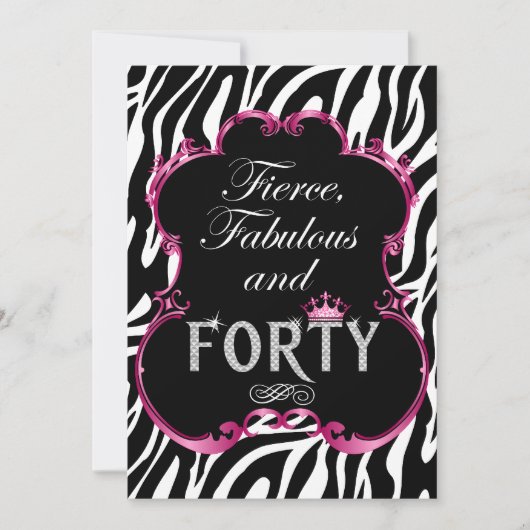 Zebra 40 en de feestdag van de Fabulous Bling Kaart (Voorkant)