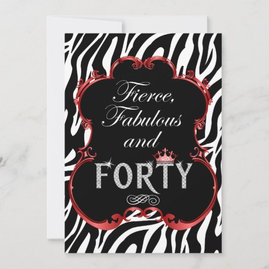 Zebra 40 en de feestdag van de Fabulous Bling Kaart (Voorkant)