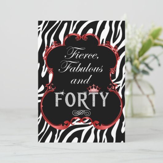 Zebra 40 en de feestdag van de Fabulous Bling Kaart (Staand voorkant)