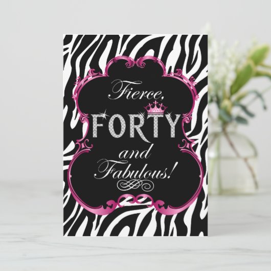Zebra 40 en uitnodiging van de Bling van de feestd (Staand voorkant)